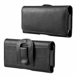 iPhone belt cover case in leather - 6.1 to 6.8 inches - Black