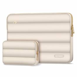  Puffy MacBook 13-14" sleeve with accessory compartment and small accessory bag - Beige