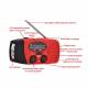 Emergency radio with hand crank, solar cell, flashlight, alarm, and mini power bank - Red