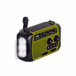 Trevi Explorer emergency radio with hand crank, Bluetooth, flashlight, and power bank - Green