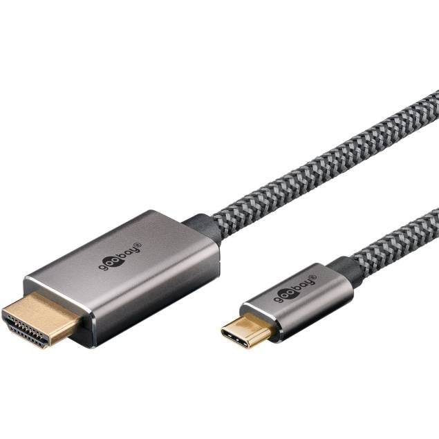 Woven USB-C to HDMI cable from Goobay - 4K@60Hz - 3m