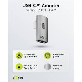  USB-C 4.0 adapter with 90° rotated angle - 240W / 40Gbps / 8K