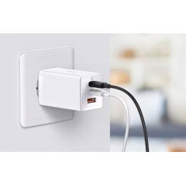  Baseus GaN5 Pro 3-port 2x USB-C and 1x USB including 1m USB-C cable - 65W PD Mac charger - White