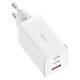 Baseus GaN5 Pro 3-port 2x USB-C and 1x USB including 1m USB-C cable - 65W PD Mac charger - White