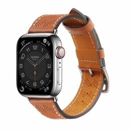 Apple Watch leather strap with pattern - 44/45/46/49mm - Brown