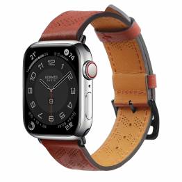 Apple Watch leather strap with pattern - 44/45/46/49mm - Brown