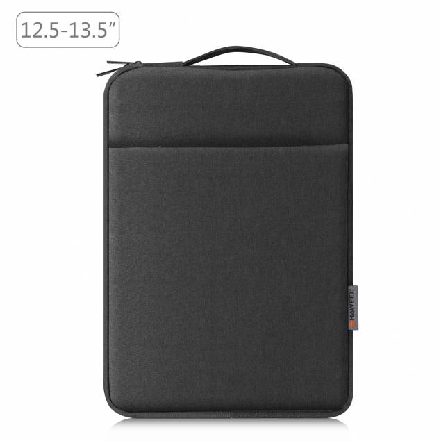 MacBook sleeve in Oxford canvas with plush lining and carrying handle - 12.5-13.5" - Black