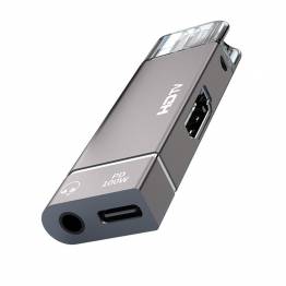 USB-C to HDMI 4K adapter with 100W PD USB-C and mini jack for Mac and iPhone