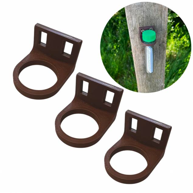 Bottle holder for mounting with screws or strip - 3D printed - Brown Bottle holder for mounting with screws or strip - 3D printed - Brown
