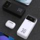 Dudao K15Max powerbank 30,000mAh with USB-C and Lightning cable - 22.5W PD+QC - Black