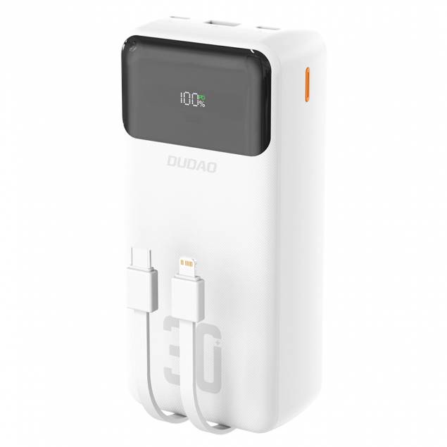 Dudao K15Max powerbank 30,000mAh with USB-C and Lightning cable - 22.5W PD+QC - Black Dudao K15Max powerbank 30,000mAh with USB-C and Lightning cable - 22.5W PD+QC - Black