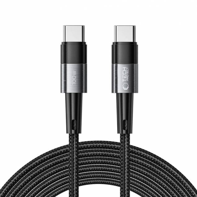 Tech-Protect UltraBoost Evo woven USB-C cable 100W PD charging cable - Black - 3m Tech-Protect UltraBoost Evo woven USB-C cable 100W PD charging cable - Black - 3m