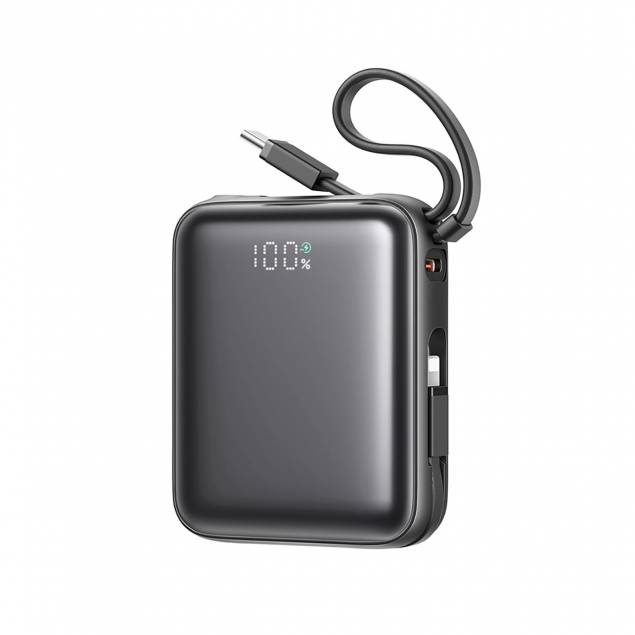 Joyroom power bank with Lightning and USB-C cables - 10,000mAh - 30W PD - Black Joyroom power bank with Lightning and USB-C cables - 10,000mAh - 30W PD - Black