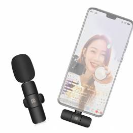  Wireless Clip-on Microphone with USB-C and USB-C Port for Charging Mobile