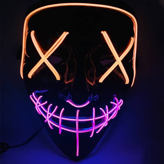 Halloween LED mask - 2-colored - Orange/Purple Halloween LED mask - 2-colored - Orange/Purple