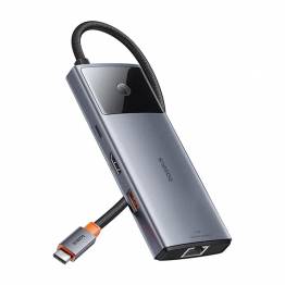 Baseus USB-C 6-in-1 hub: 2xUSB, 2xUSB-C 100W PD, HDMI and RJ45 and On/Off button for screen