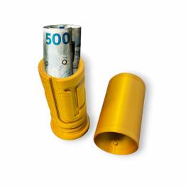  Puzzlebox cylinder labyrinth for money gifts and geocaching - 3D printed - Gold