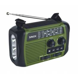 Trevi Explorer emergency radio with hand crank, Bluetooth, flashlight, and power bank - Green