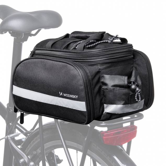 Bike bag for luggage carrier with side pockets, rain cover and carrier strap - 27l
