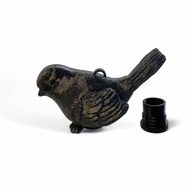 Bird geocache container with space for bison - 11cm - 3D printed - Black