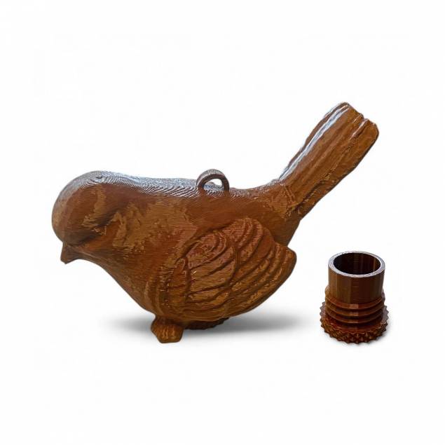 Bird geocache container with space for bison - 11cm - 3D printed - Brown Bird geocache container with space for bison - 11cm - 3D printed - Brown