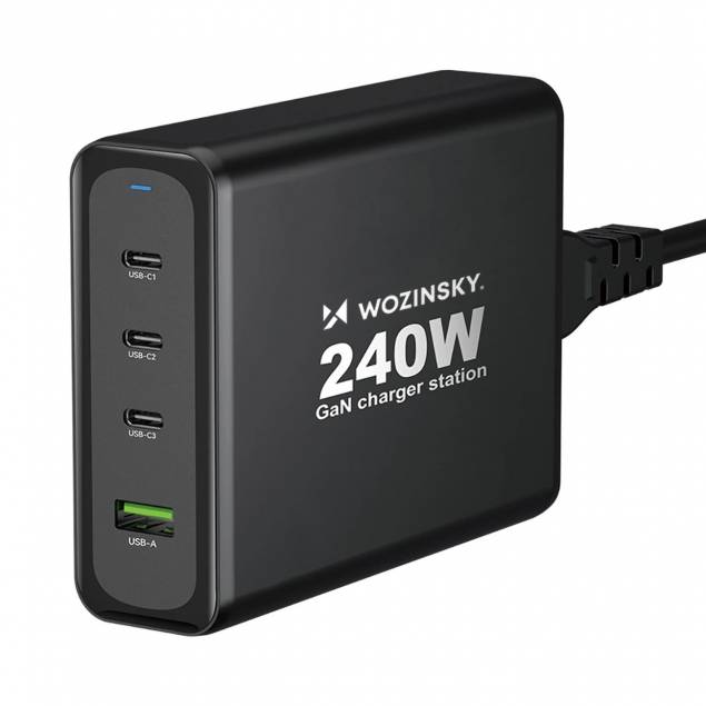 Wozinsky 65W GaN PD charger with 2x USB-C and 1x USB-A ports
